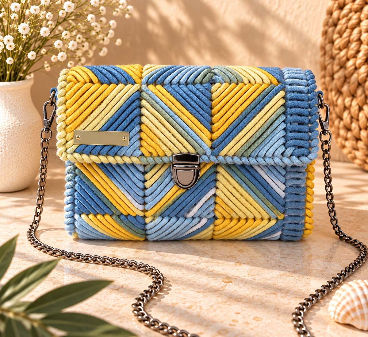 Bolso Geométrico Mediterráneo — Artesanal