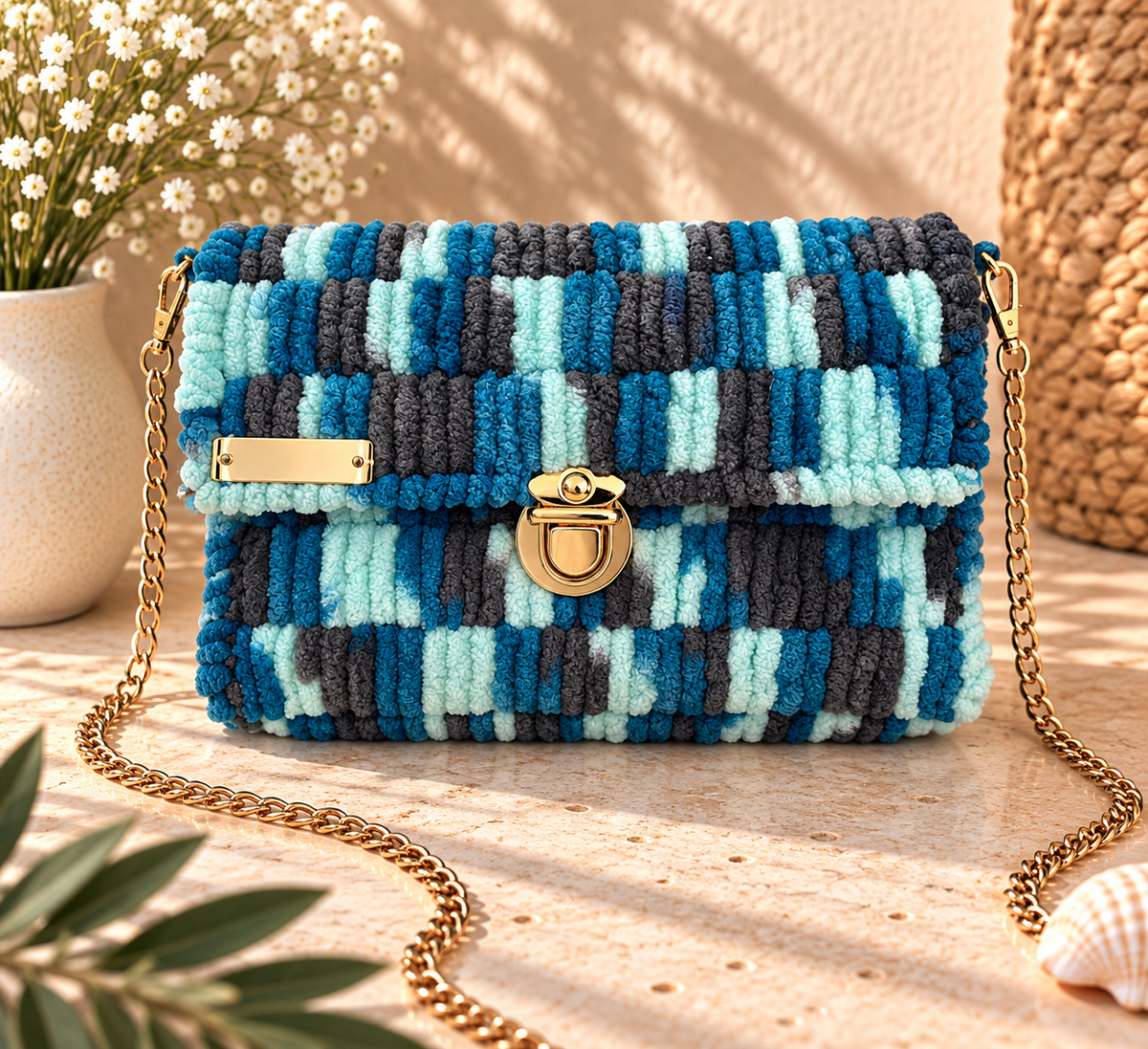 Bolso Azul Marino y Turquesa